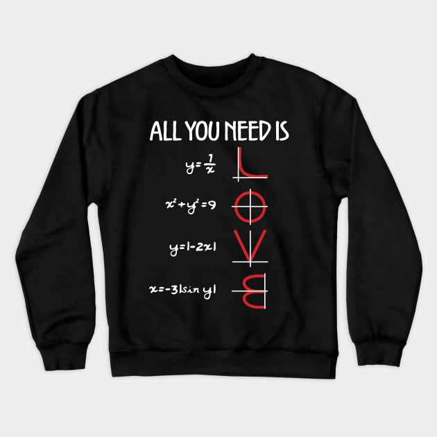 All You Need Is Love Math Crewneck Sweatshirt by xylalevans